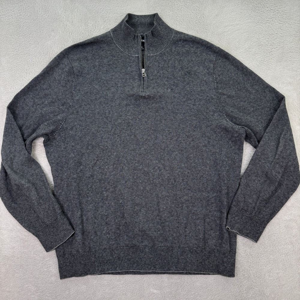 Bonobos Mens XL Relaxed Fit Grey Cotton Cashmere Quarter Zip Pullover Sweater